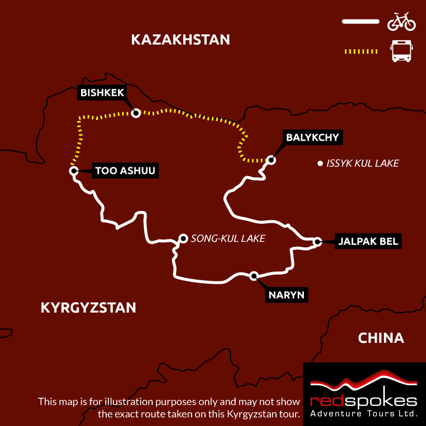 Example route for this Tajikistan cycling holiday
