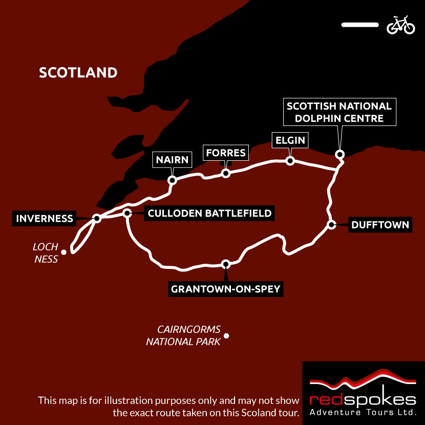 Example route for this Scotland cycling holiday