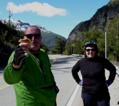 Mary and Donald Cycling on the  tour with redspokes