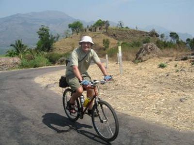 Roger Troughton Cycling on the  tour with redspokes